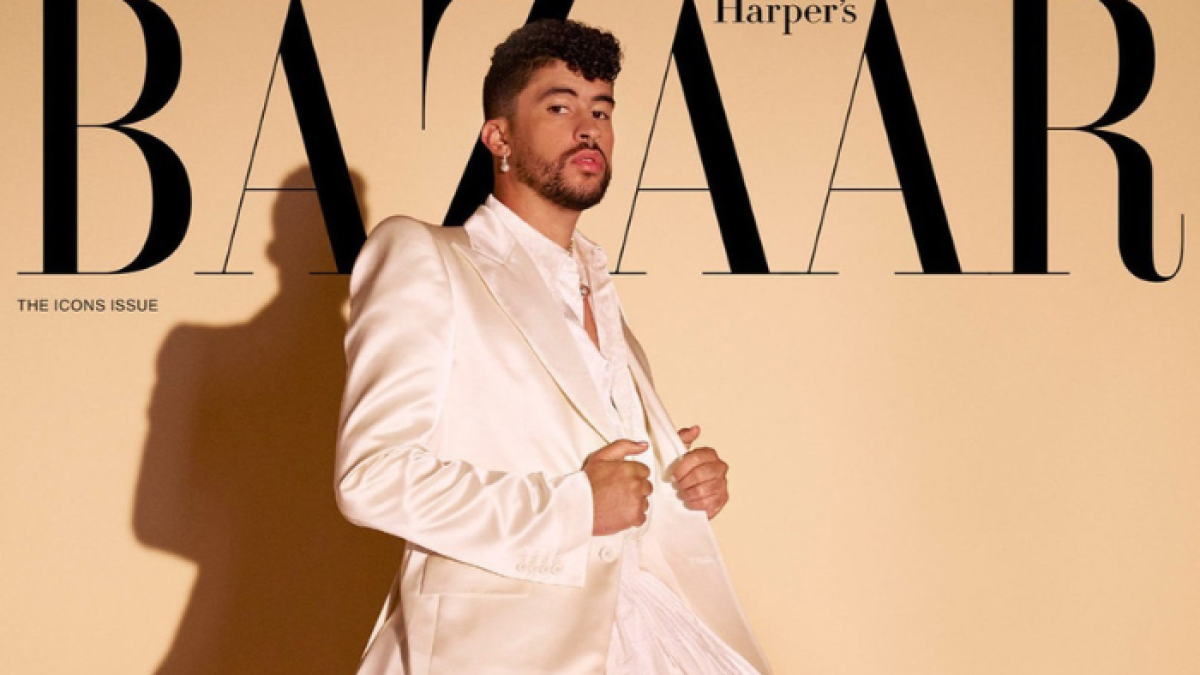 Bad Bunny en la portada de una revista de moda femenina.