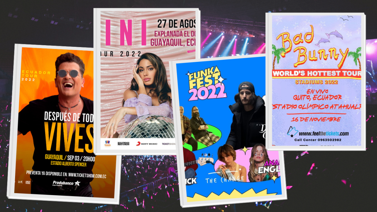 Conciertos confirmados en Ecuador entre agosto y noviembre.