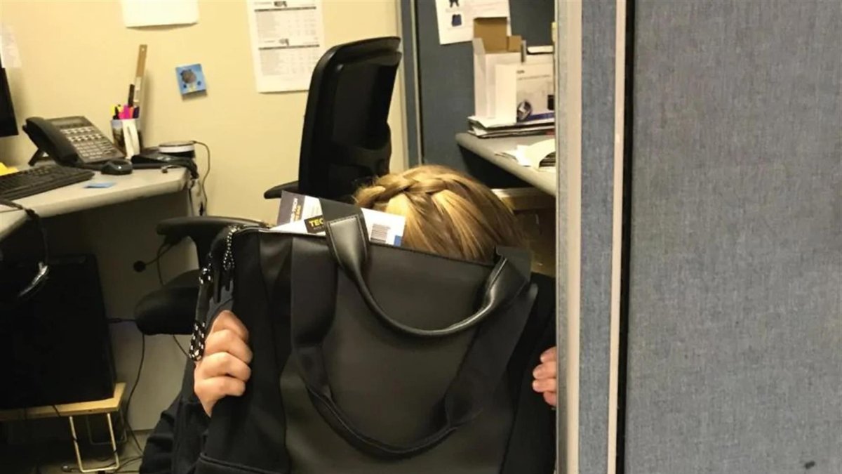 Fotografía sin fecha cedida por The Home Security Superstore que muestra a una persona tras una mochila antibalas.