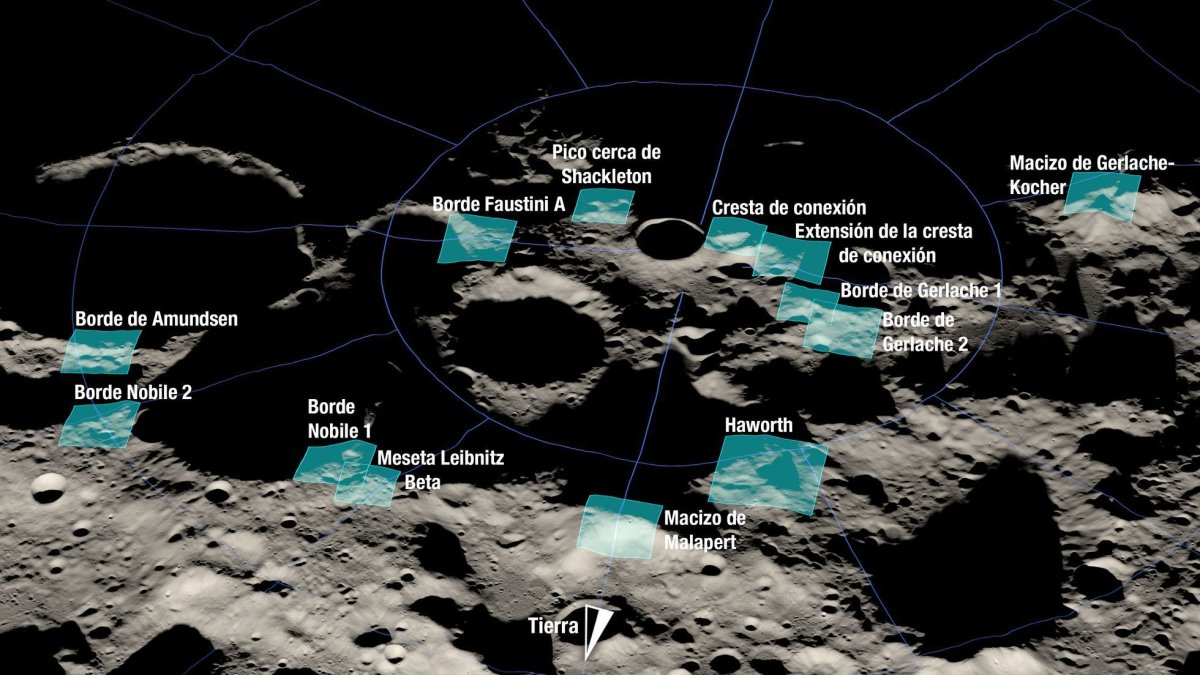 Las trece regiones identificadas para el aterrizaje de la misión Artemis III / 
