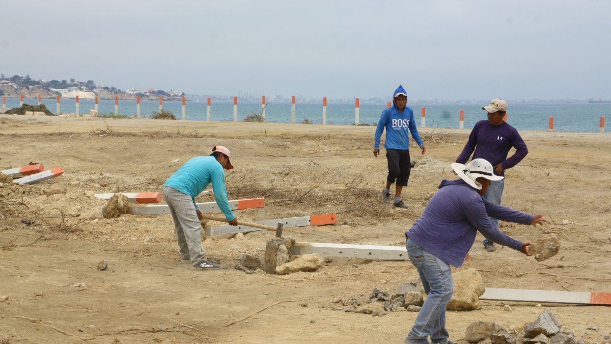 Acto. Instante en el que se retiraron los muros que delimitaban el predio, de aproximadamente una hectárea.