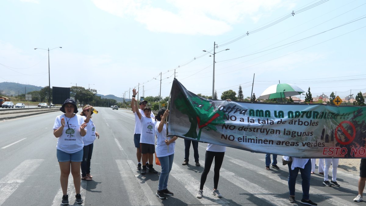 Un grupo de residentes trasladó su reclamo hasta la vía principal del sector, y pidió a los conductores pitar en respaldo.