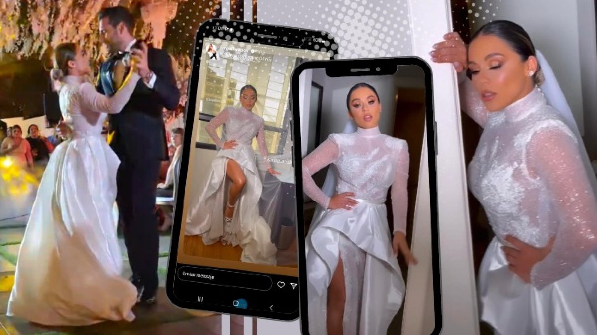 Fernanda llevó un traje con cuello alto tortuga, con hombreras y aplicaciones en pedrería. 