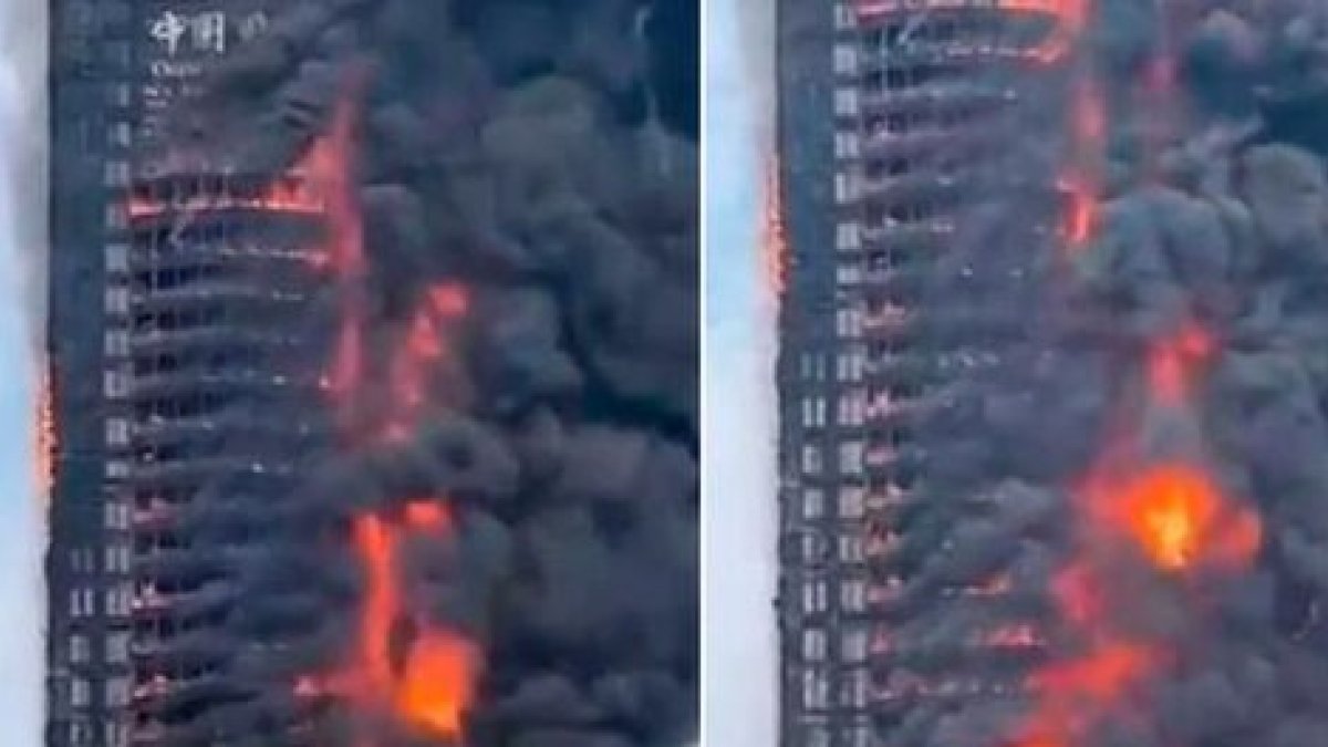 Incendio en un rascacielos de China