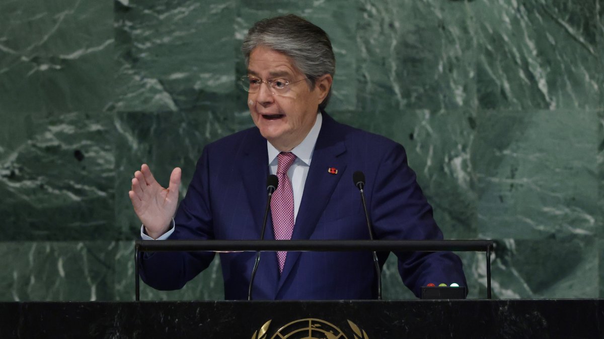 El presidente de Ecuador, Guillermo Lasso, en su disertación en la Organización de Naciones Unidas (ONU).