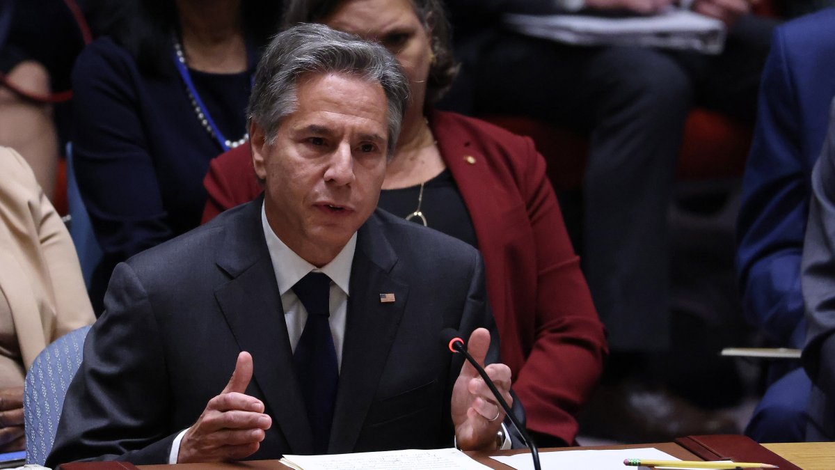 El secretario de Estado de Estados Unidos, Antony Blinken, fue registrado este jueves, 22 de septiembre, al intervenir ante el Consejo de Seguridad de las Naciones Unidas, en la sede de la ONU, en Nueva York (NY, EE.UU.).