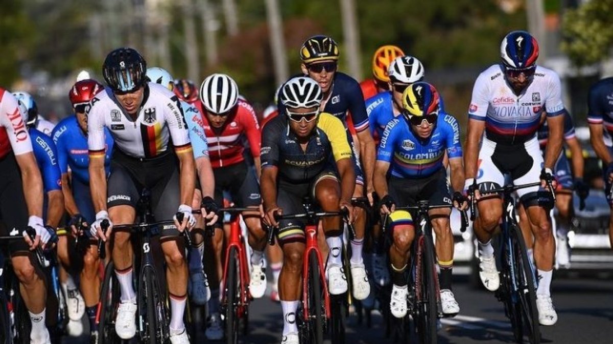 El ciclista ecuatoriano Jhonatan Narváez durante su participación en el Mundial realizado en Wollongong, Australia.