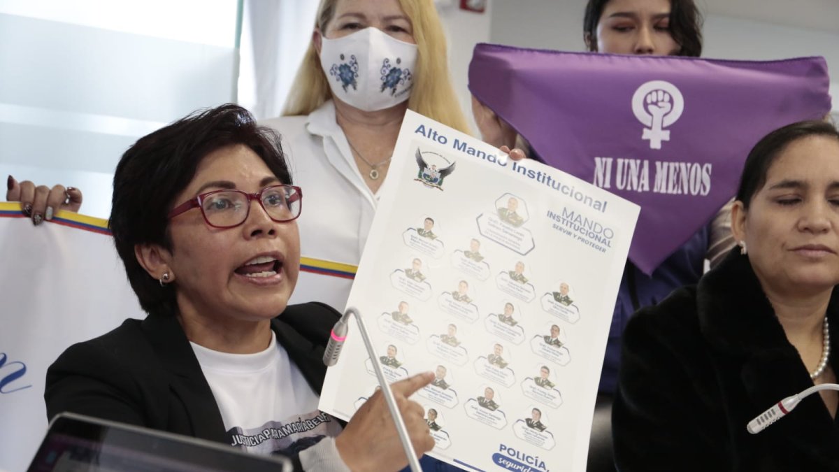 Elizabeth Otavalo, madre de María Belén Bernal, acudió a la comisión que investiga el crimen de su hija.