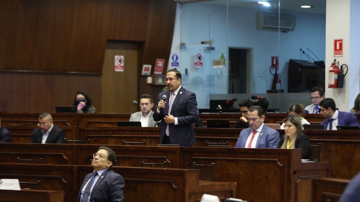 Intervención. El presidente del CPCCS, Hernán Ulloa, ante legisladores.