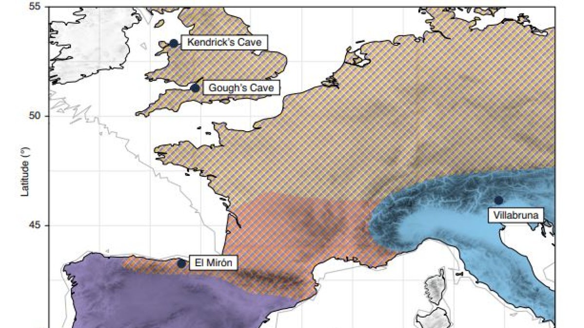 Imagen cedida del mapa de la distribución de las culturas líticas de finales de la última Edad del Hielo.