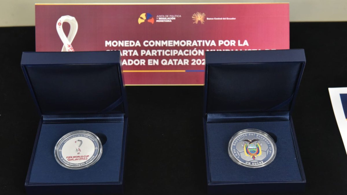 Lanzamiento de la moneda conmemorativa por la cuarta participación Mundialista de Ecuador en Qatar 2022.