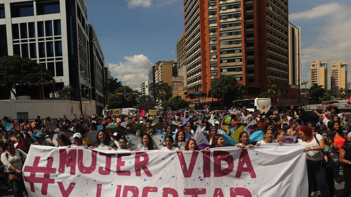  Las Mujeres participan de una marcha para alzar su voz en contra de la violencia en el Día Internacional de la Eliminación de la Violencia,en Caracas 