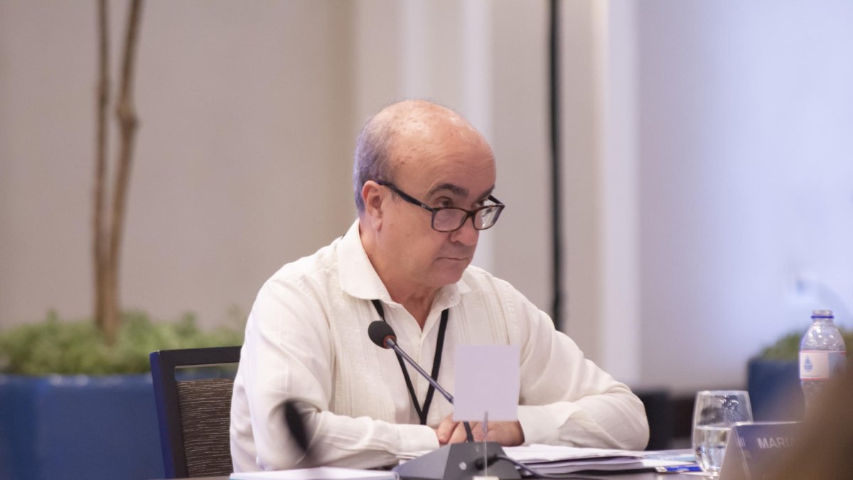 Mariano Jabonero, secretario general de la Organización de Estados Iberoamericanos para la Educación, la Ciencia y la Cultura (OEI), participa en la XIV Reunión Ordinaria de la Asamblea General de la institución, el 25 de noviembre de 2022, en Santo Domingo (República Dominicana)