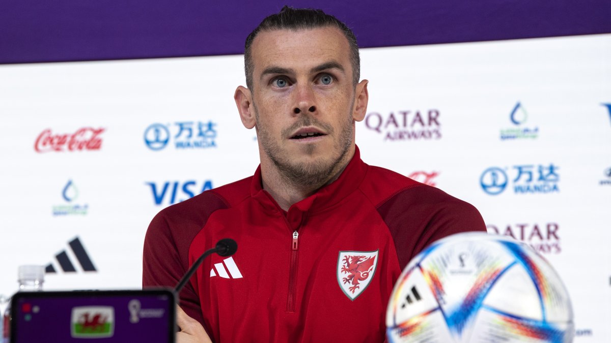 Gareth Bale, delantero de Gales, durante la rueda de prensa previo al partido ante Inglaterra.