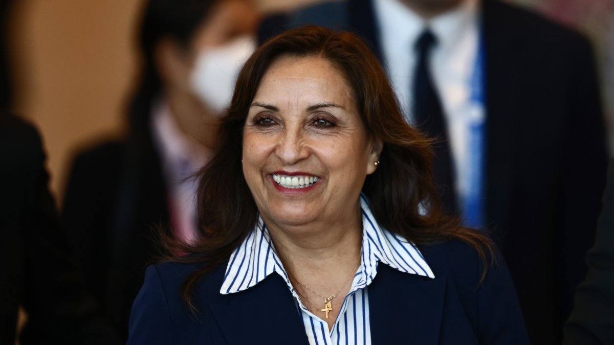 Fotografía de archivo de la vicepresidenta de Perú, Dina Boluarte. EFE/EPA/JACK TAYLOR / POOL