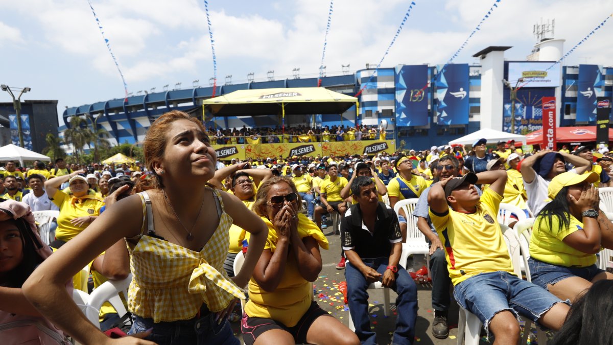 Más de 10.000 hinchas que llegaron a la explanada del estadio Modelo no ocultaron la decepción tras dejar escapar el empate.