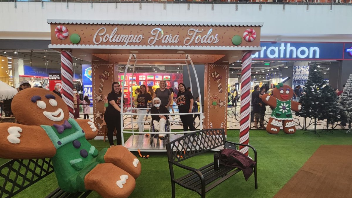 Área. El columpio permite que personas en sillas de ruedas suban.