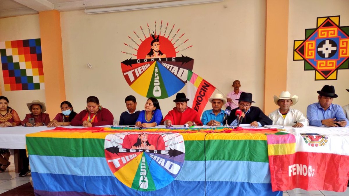 Reclamo. El presidente de la Conaie unió su voz a la de Gary Espinosa, de la Fenocín, para exigir la condonación de deudas de hasta 10 mil dólares.