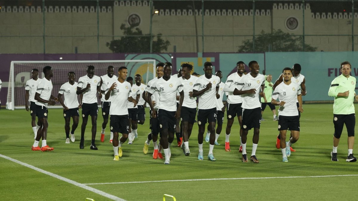 Los jugadores africanos, en una de sus últimas prácticas.