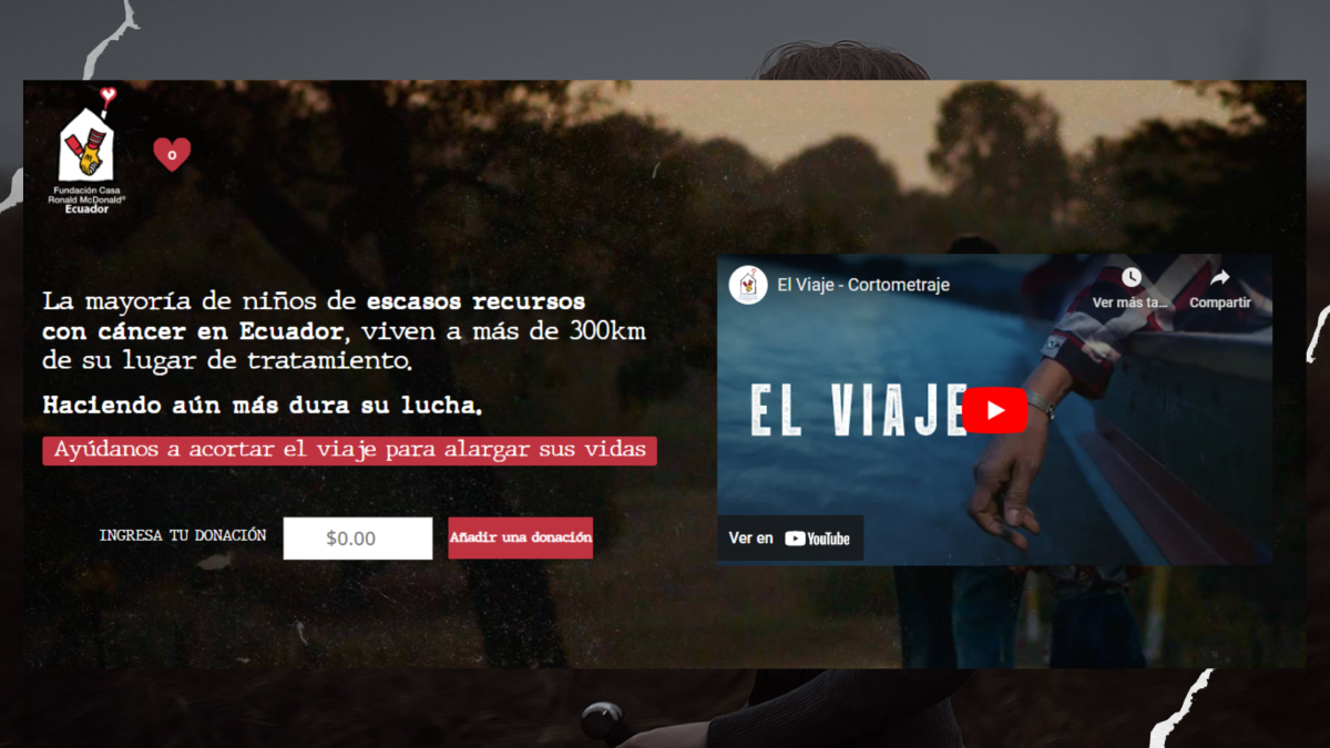 Imagen del portal de la fundación Casa Ronald McDonald