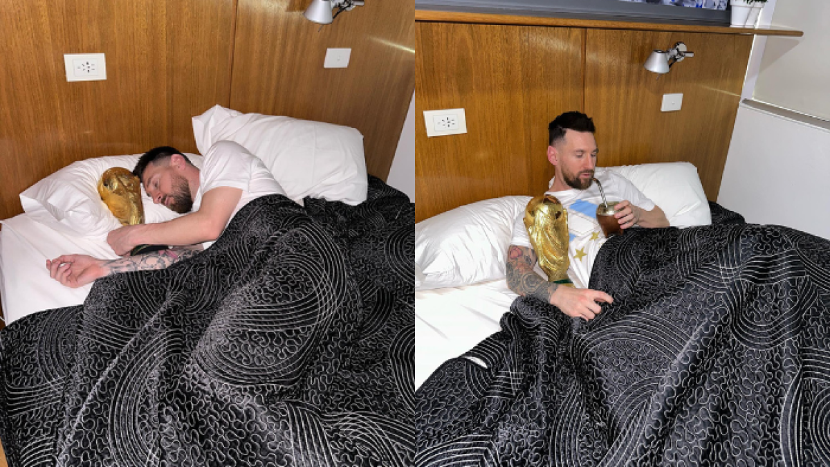 Lionel Messi durmió con la copa, tras cumplir un sueño del que no quiere despertar.