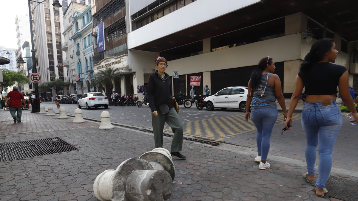 En Víctor Manuel Rendón y Córdova los bolardos se encuentran destrozados en el pavimento..