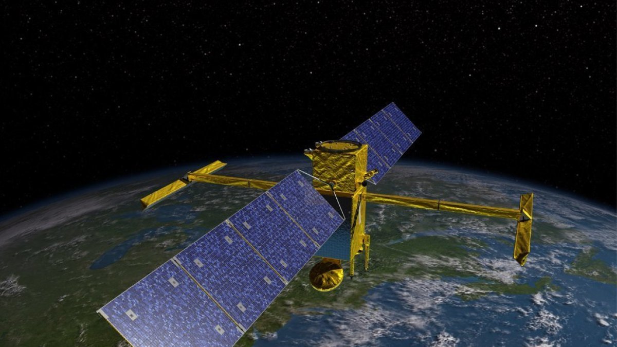 Recreación del satélite SWOT. Imagen de Thales Alenia Space.