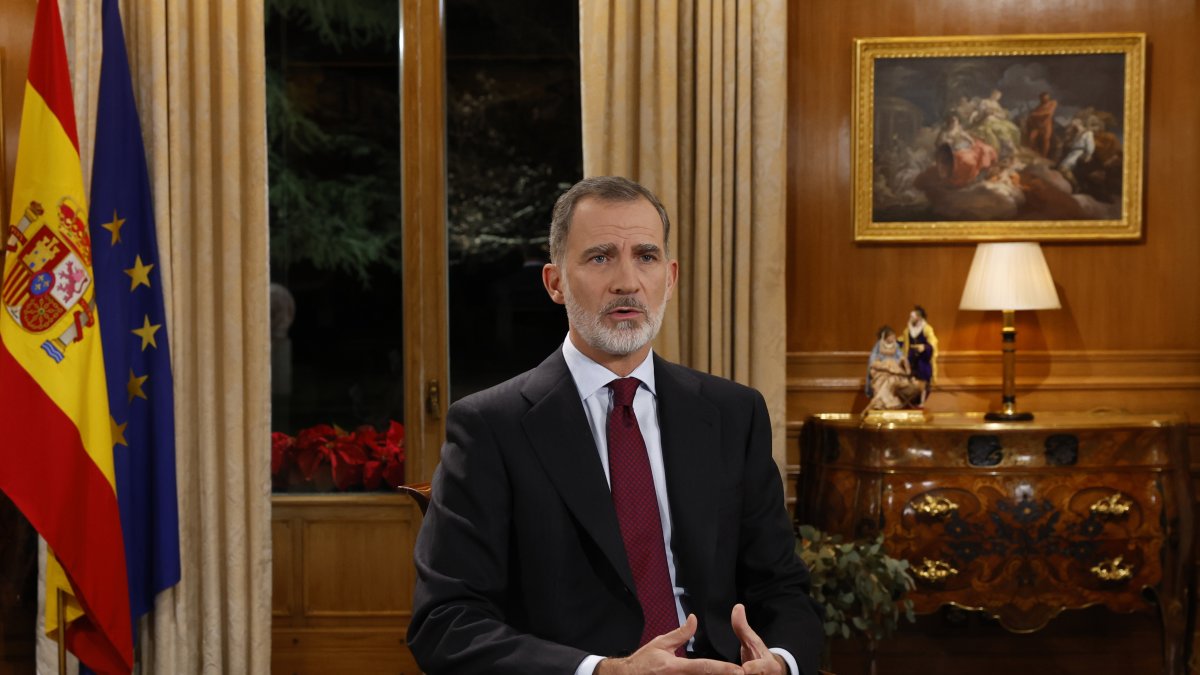 Figura. El rey Felipe VI pronuncia su tradicional discurso de Nochebuena, el noveno de su reinado.