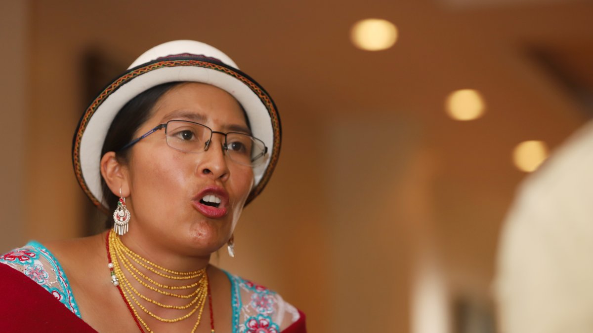 Manuela Daquilema, candidata al Consejo de Participación Ciudadana y Control Social como representante de los pueblos y nacionalidades. Es ingeniera en Marketing, especializada en Comunicación Intercultural con enfoque de Género.