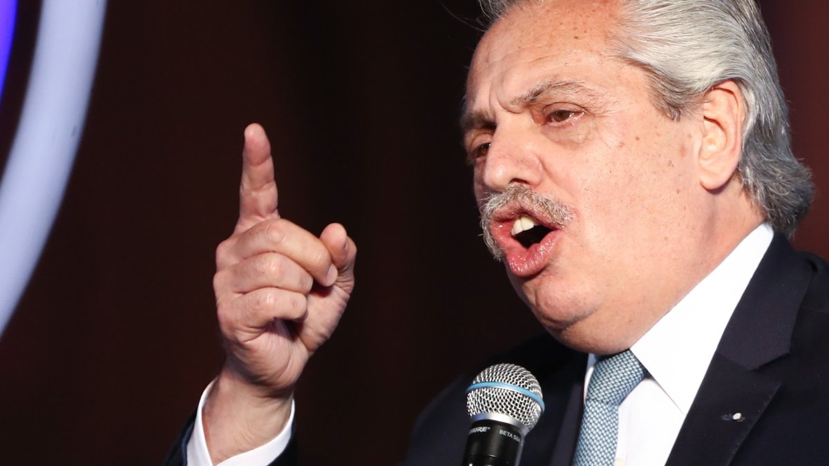 El presidente de Argentina Alberto Fernández en un acto en Buenos Aires.