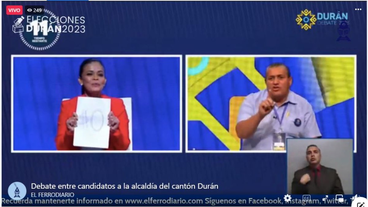 Una de las imágenes que dejó el debate de los candidatos a la Alcaldía de Durán.