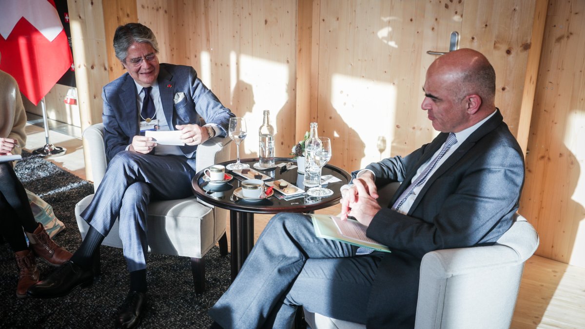 Guillermo Lasso dialogó con Alain Berset, presidente de la Confederación Suiza.