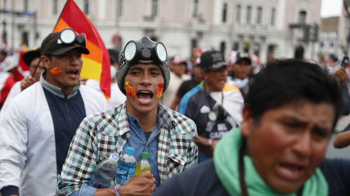 Manifestantes participan en la 