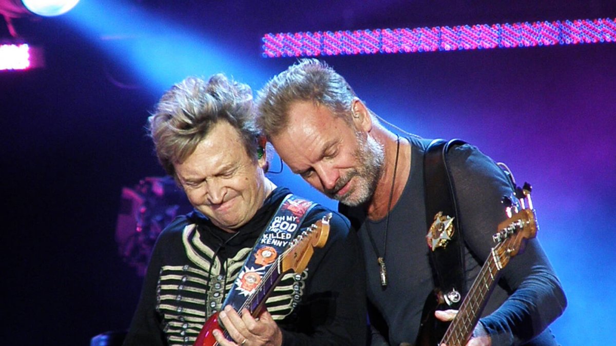 Andy Summers junto a Sting, del grupo The Police, una de las bandas icónicas del pop rock de la década de 1980.