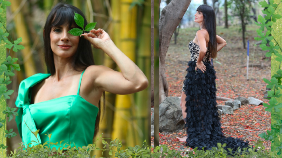 Una diseñadora  de moda con un corazón verde.