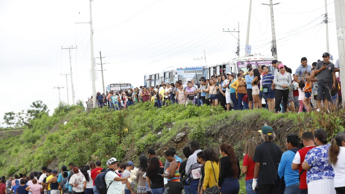 Existen largas filas en los exteriores de la Unidad Educativa San Ignacio de Loyola.