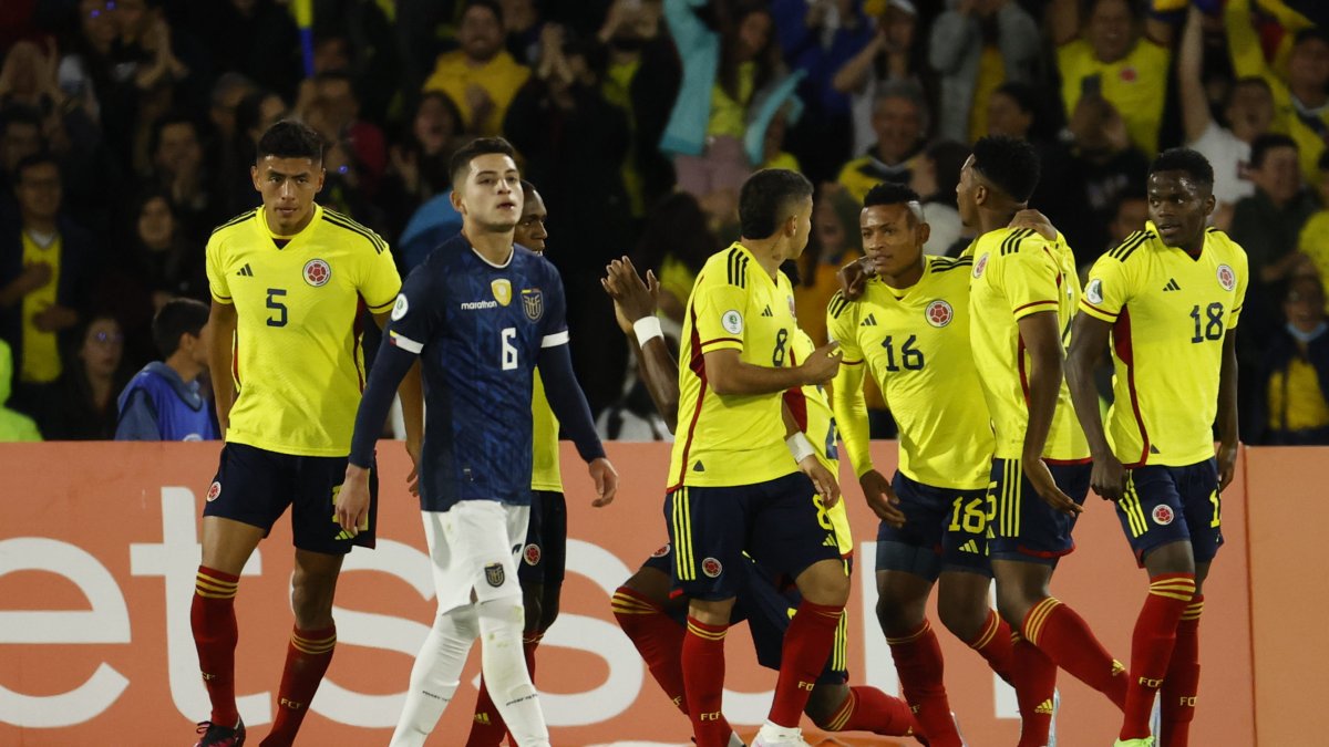 Yeltzin Erique, de la selección Sub-20 de Ecuador, refleja toda la desazón frente a la celebración de Colombia, que venció a la Mini-Tri en el último partido del Sudamericano por marcador de 1-0.
