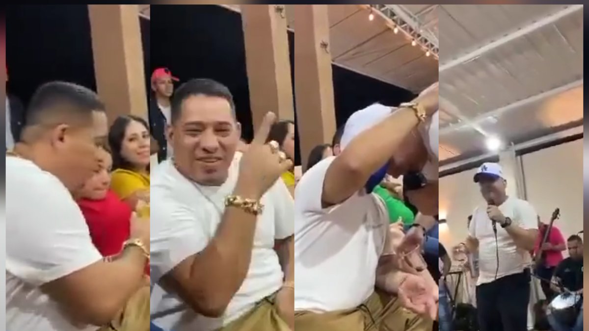 Estas son capturas del vídeo del festejo de Junior Roldán, que circuló en redes sociales