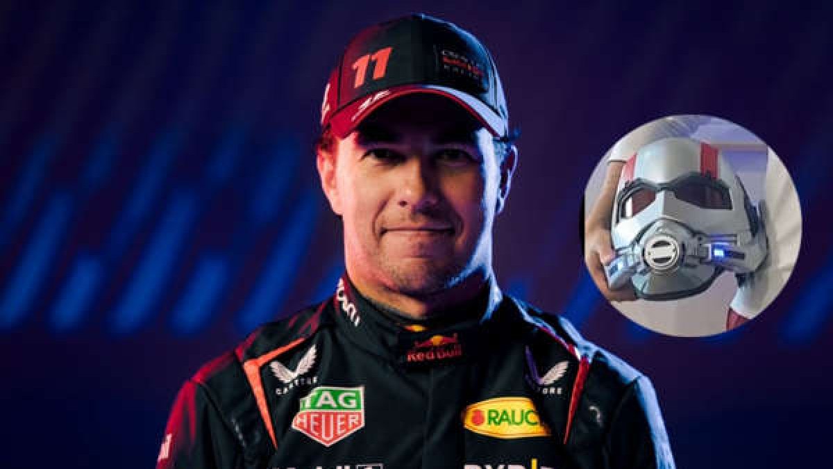 El mexicano con el casco con el que bromeó. Fue 3° en el Mundial 2022.