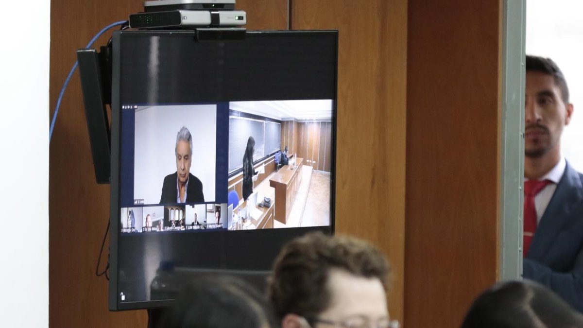 Diligencia. El exvicepresidente Lenín Moreno se conectó a la audiencia convocada en la Corte.