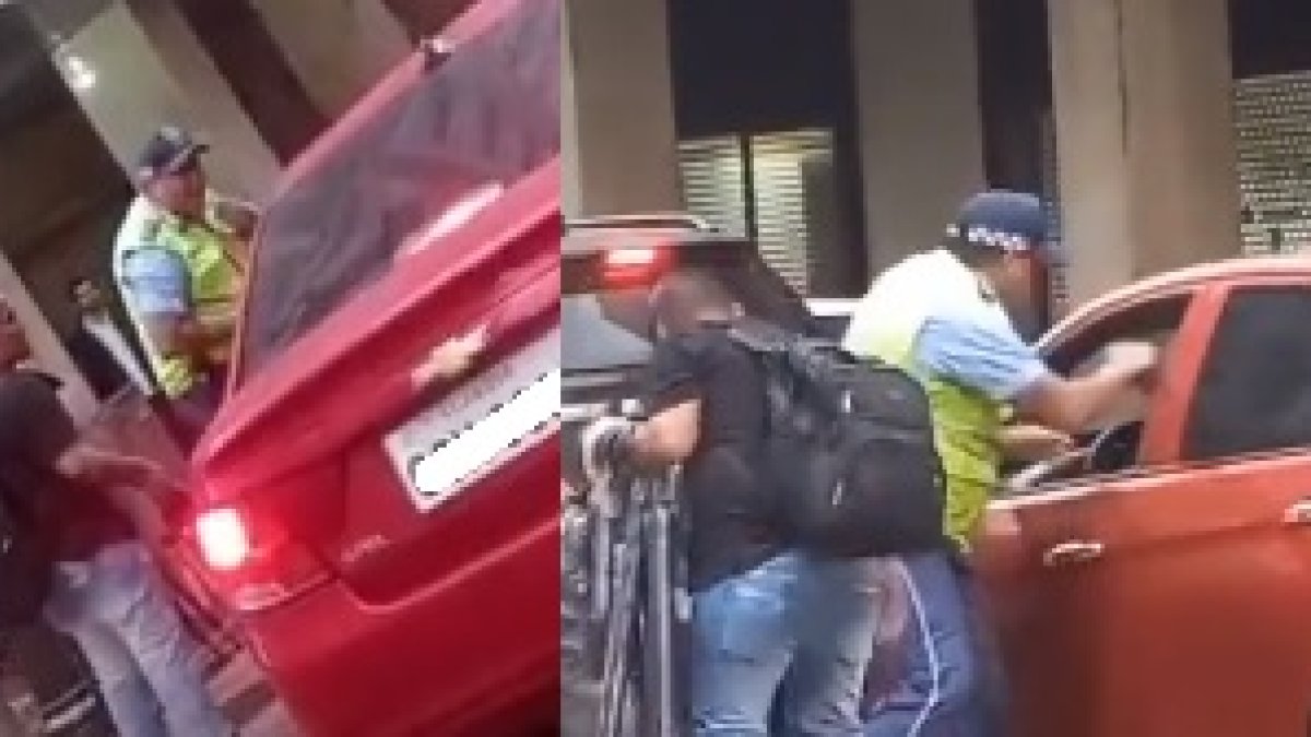 Agente de ATM agredió a un conductor en la 9 de Octubre con Pichincha.