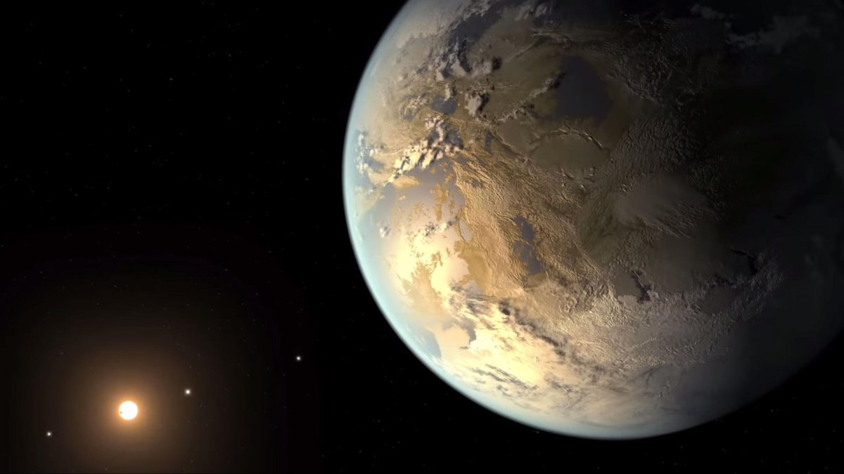 Fotografía cedida por la NASA donde se aprecia una representación artística de Kepler-186f, el primer planeta validado del tamaño de la tierra en orbitar una estrella distante en la zona habitable.