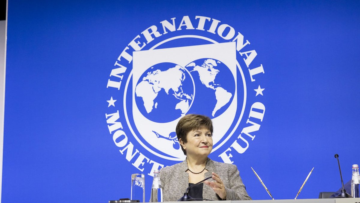 La directora del FMI, Kristalina Georgieva, en una conferencia.