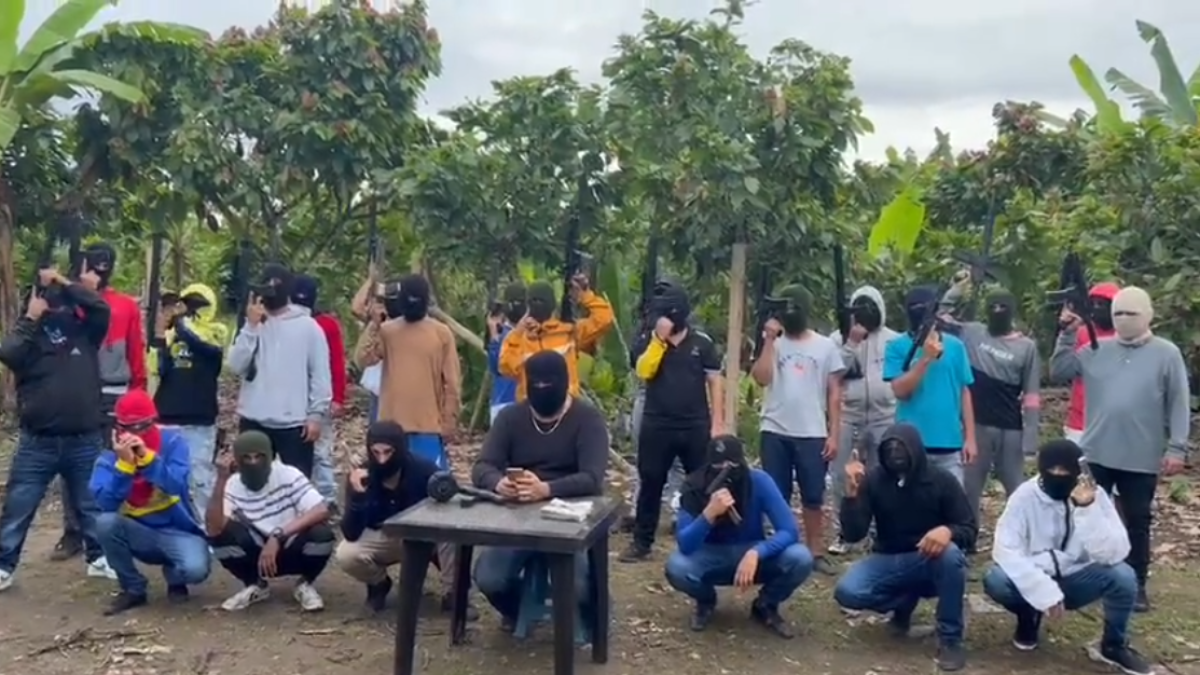 Captura de pantalla de video viral de encapuchados.