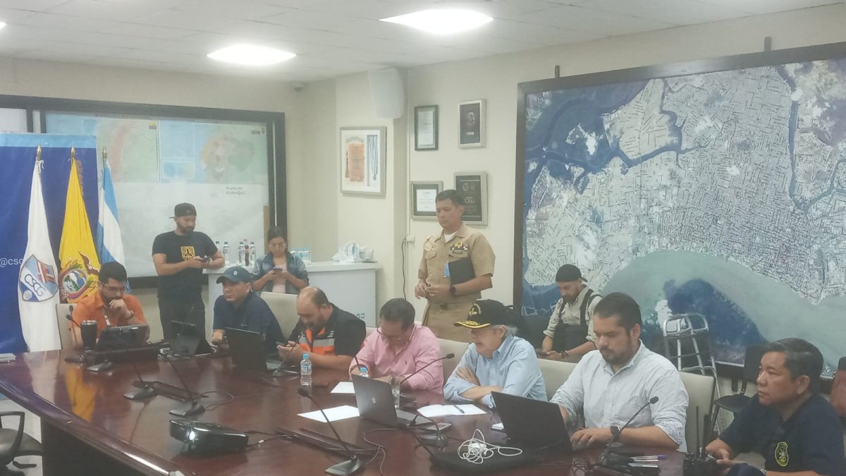 Jornada. El presidente de la República, Guillermo Lasso, en las instalaciones de la CSCG.