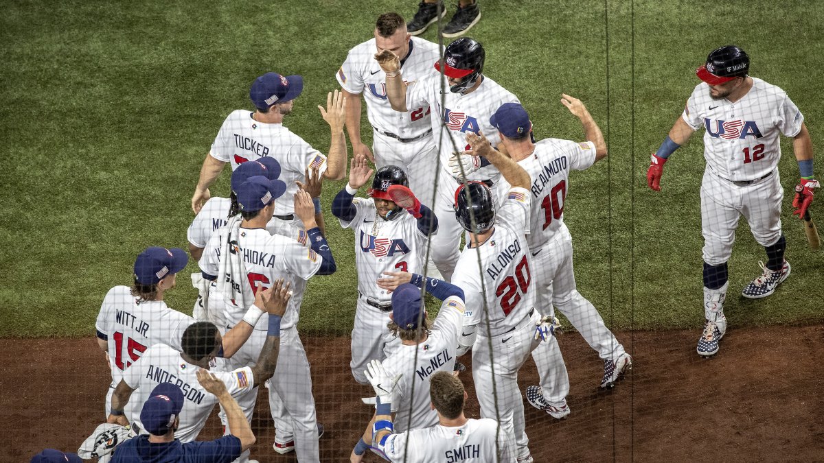 Los jugadores de la selección de Estados Unidos en la celebración por ser finalistas.