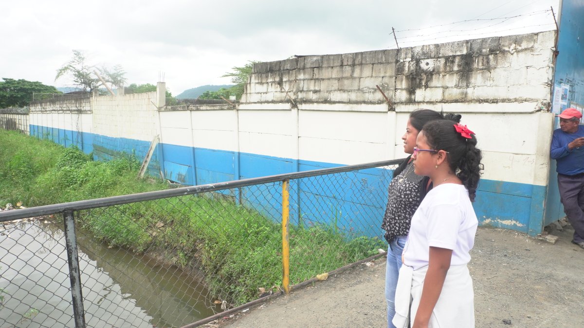 Una parte de la pared de la escuela Miguel Donoso se desplomó hace dos semanas.