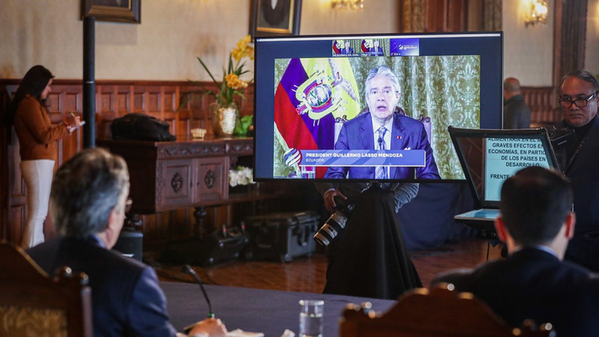 El presidente de la República, Guillermo Lasso, en una intervención oficial.