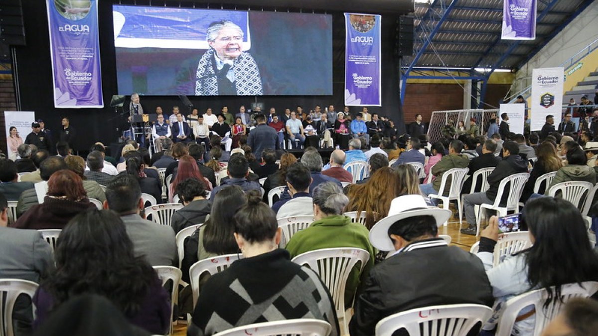 El presidente de la República, Guillermo Lasso, encabezó un eventó relacionado con el proyecto de Ley de Agua, en Latacunga, el 28 de marzo pasado.