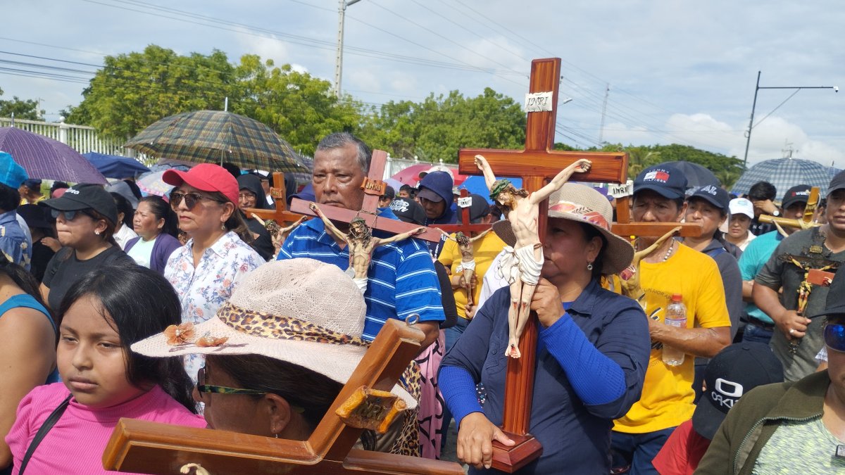Lugar. La peregrinación culminó en la ciudad de Santa Elena con una misa campal.